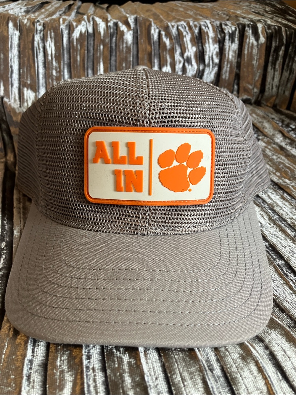 Legacy Grey Mesh Trucker Hat with Clemson 'ALL IN' Patch